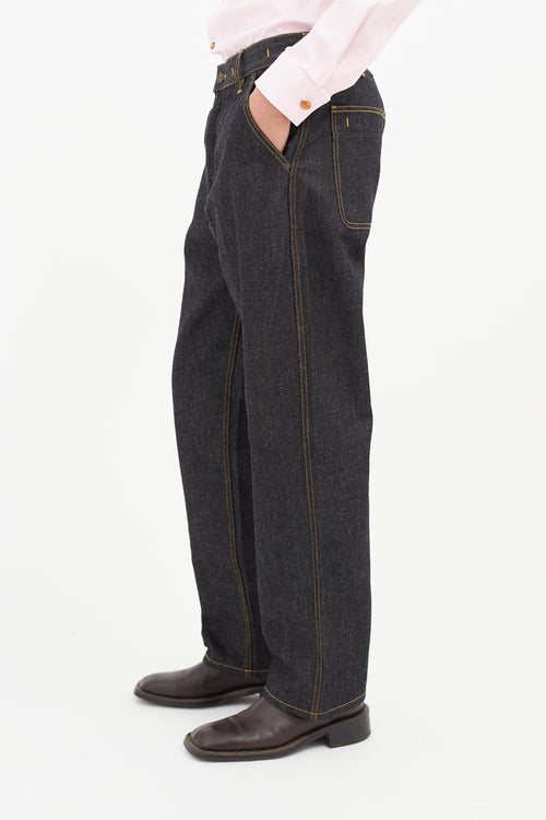 Jacquemus Navy & Yellow Straight Leg Denim Jeans