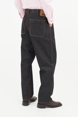 Jacquemus Navy & Yellow Straight Leg Denim Jeans