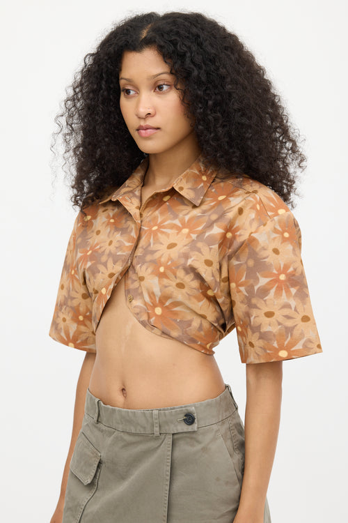 Jacquemus Orange La Montagne Floral Cropped Shirt