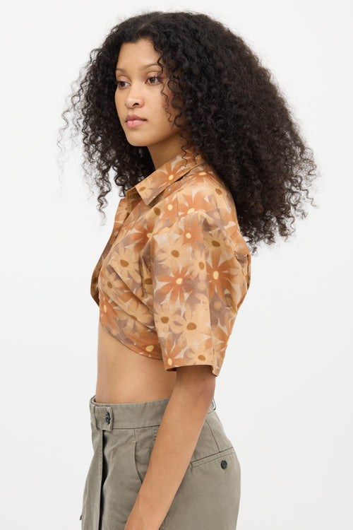 Jacquemus Orange La Montagne Floral Cropped Shirt