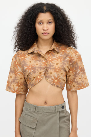 Jacquemus Orange La Montagne Floral Cropped Shirt