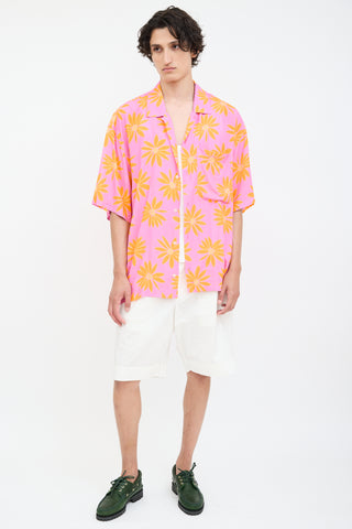 Jacquemus Pink & Orange La Chemise Jean Floral Shirt