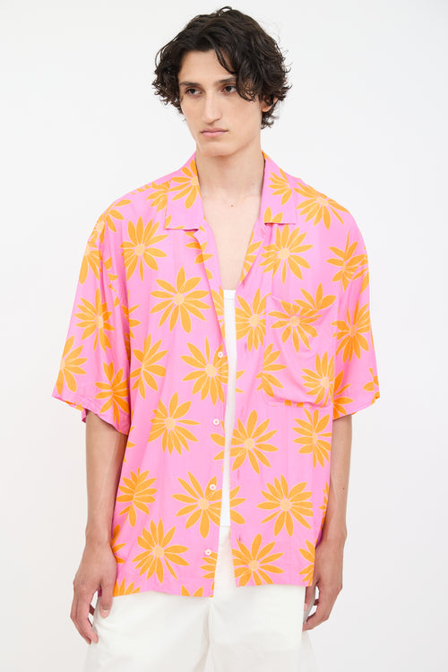 Jacquemus Pink & Orange La Chemise Jean Floral Shirt