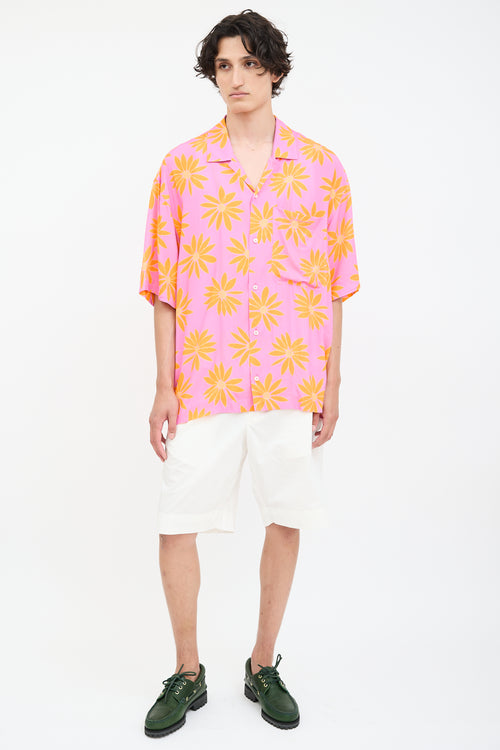 Jacquemus Pink & Orange La Chemise Jean Floral Shirt