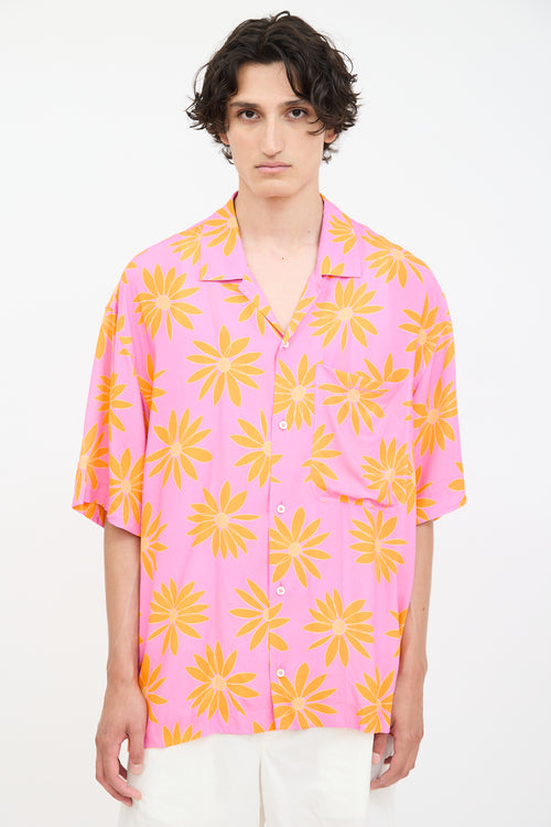 Jacquemus Pink & Orange La Chemise Jean Floral Shirt