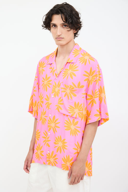 Jacquemus Pink & Orange La Chemise Jean Floral Shirt