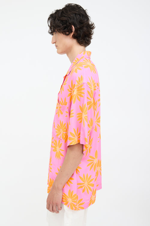 Jacquemus Pink & Orange La Chemise Jean Floral Shirt