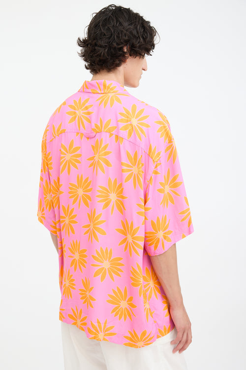 Jacquemus Pink & Orange La Chemise Jean Floral Shirt