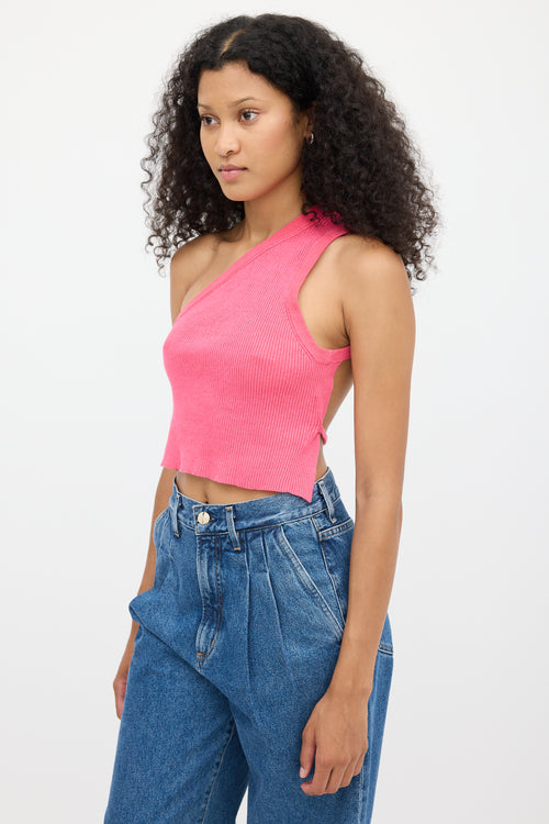 Jacquemus Pink Ribbed La Maille Ascu Backless Top