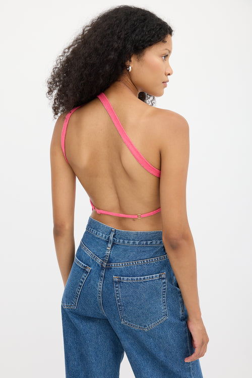 Jacquemus Pink Ribbed La Maille Ascu Backless Top