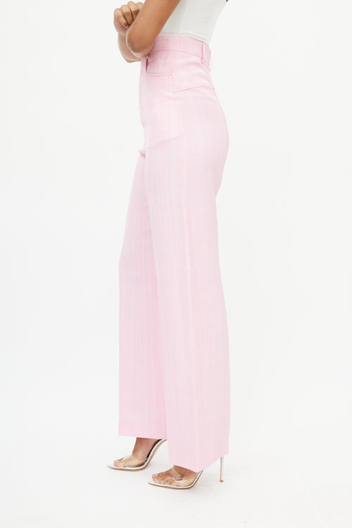 Jacquemus Pink Silk Wide Leg Trouser