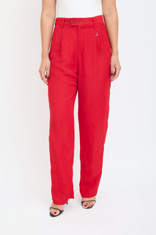 Jacquemus Red Pleated Wide Leg Trouser