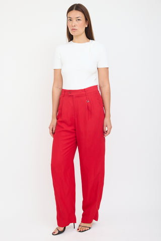 Jacquemus Red Pleated Wide Leg Trouser