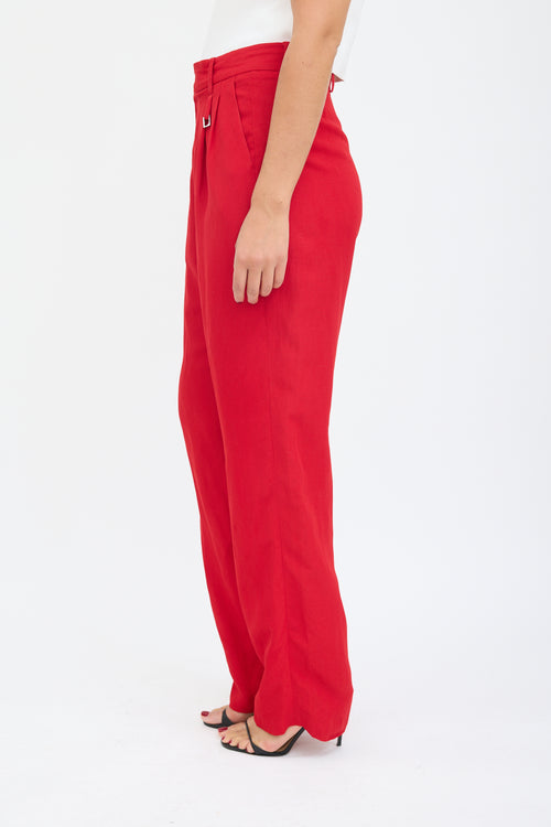 Jacquemus Red Pleated Wide Leg Trouser