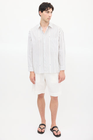 Jacquemus White & Beige La Chemise Manches Longue Striped Shirt