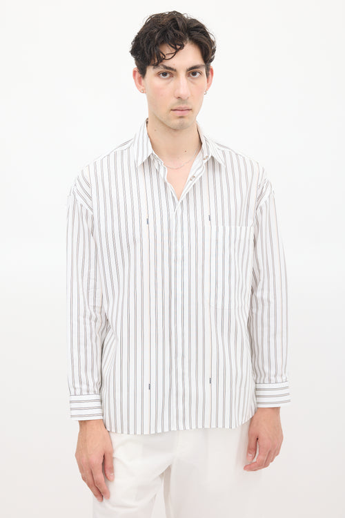 Jacquemus White & Beige La Chemise Manches Longue Striped Shirt