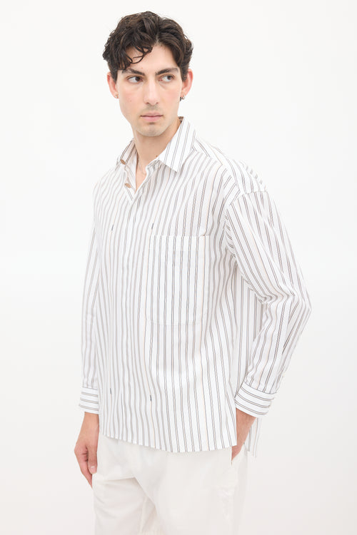 Jacquemus White & Beige La Chemise Manches Longue Striped Shirt