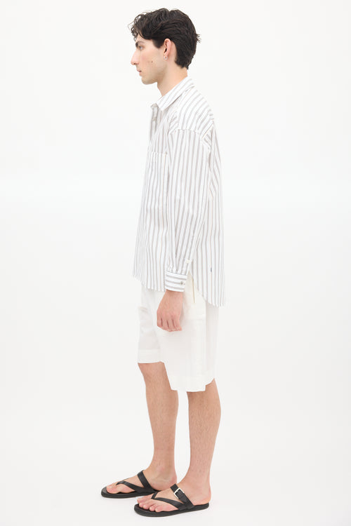 Jacquemus White & Beige La Chemise Manches Longue Striped Shirt