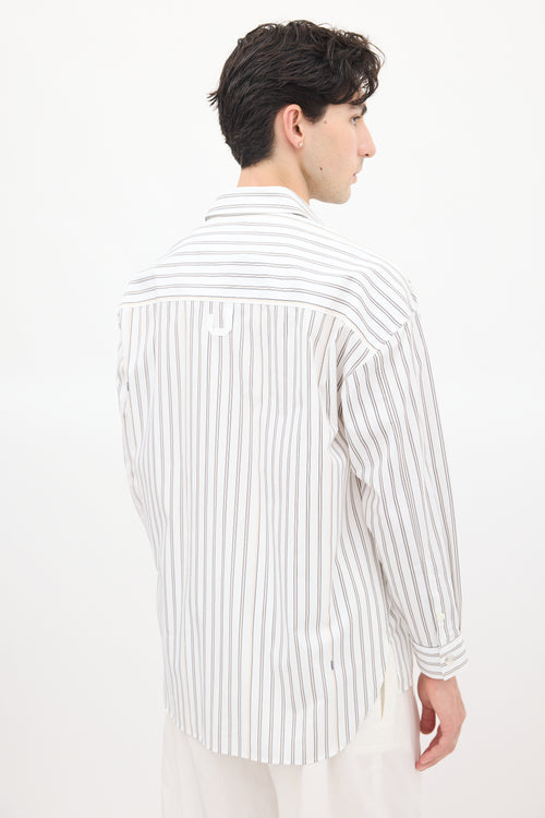 Jacquemus White & Beige La Chemise Manches Longue Striped Shirt