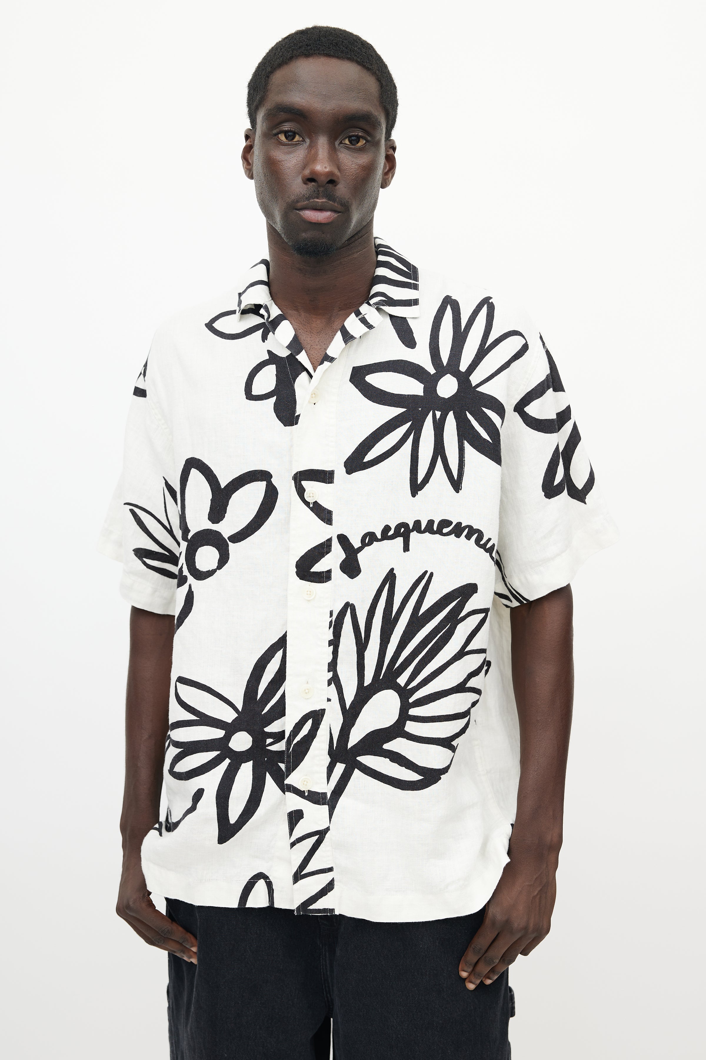 Jacquemus // White & Black Le Splash Floral Linen Shirt – VSP 
