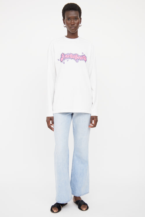 Jacquemus White Cotton Flower Graphic Logo Shirt