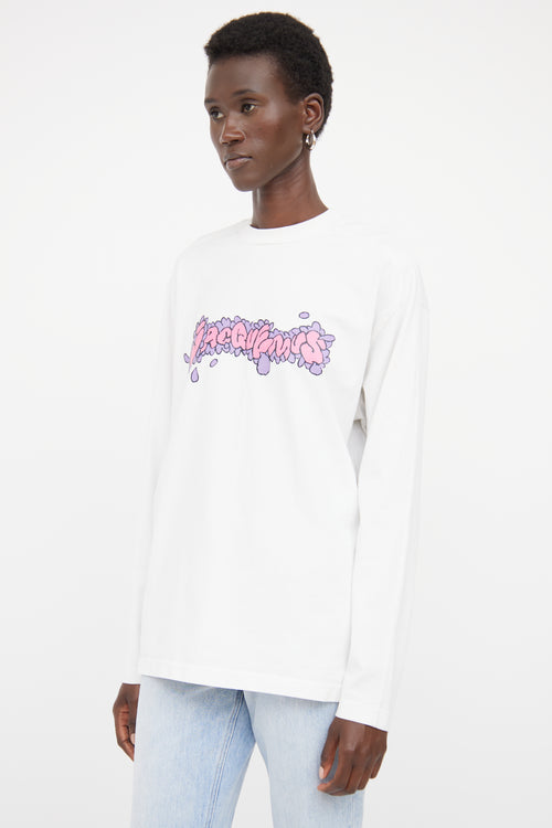 Jacquemus White Cotton Flower Graphic Logo Shirt