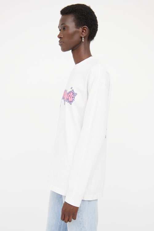 Jacquemus White Cotton Flower Graphic Logo Shirt