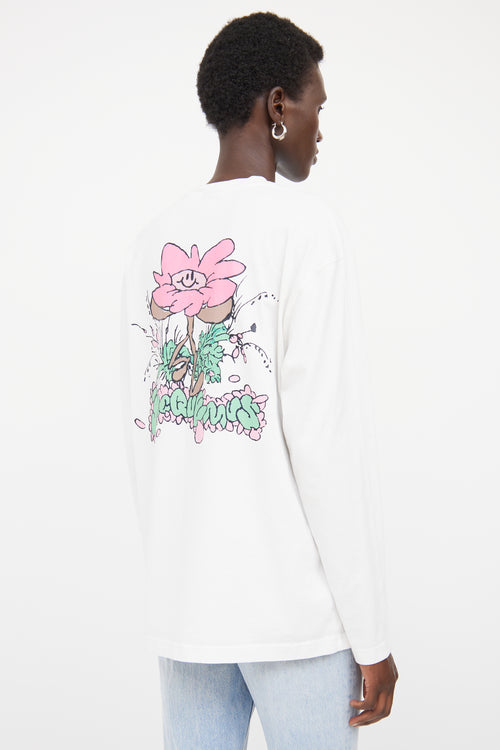 Jacquemus White Cotton Flower Graphic Logo Shirt