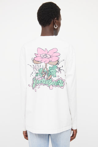 Jacquemus White Cotton Flower Graphic Logo Shirt