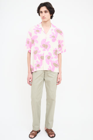 Jacquemus White & Pink Floral Short Sleeve Shirt