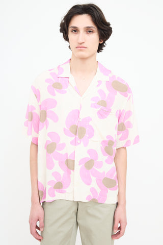 Jacquemus White & Pink Floral Short Sleeve Shirt