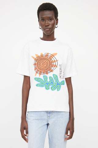 Jacquemus White Cotton Sun Graphic Logo T-Shirt