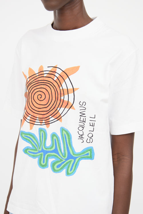 Jacquemus White Cotton Sun Graphic Logo T-Shirt