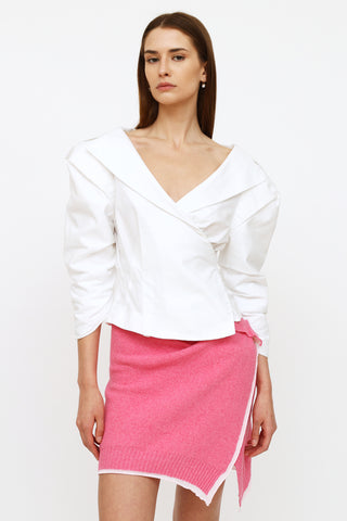 Jacquemus White Ruched Wrap Top