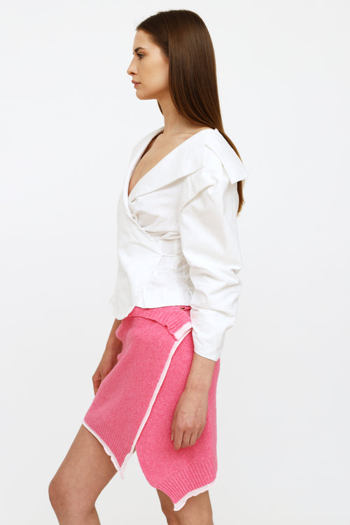Jacquemus White Ruched Wrap Top