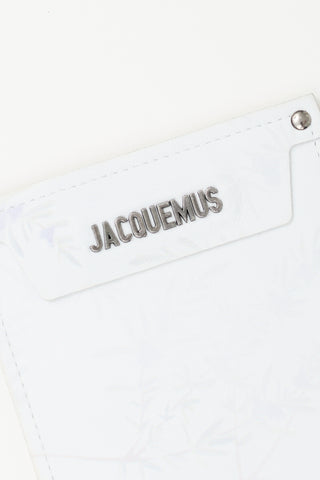 Jacquemus White & Multi Leather Leaf Print Logo Pouch