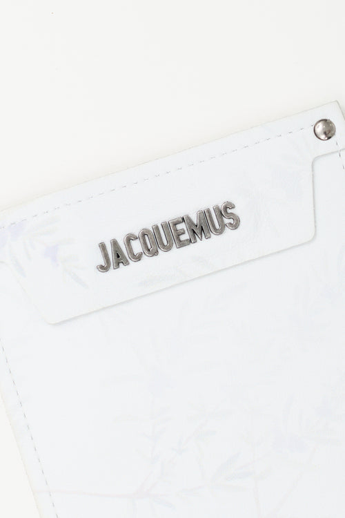 Jacquemus White & Multi Leather Leaf Print Logo Pouch