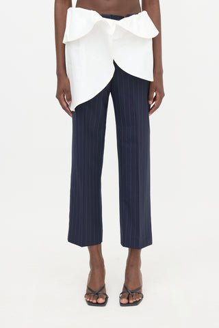 Jacquemus Wool Pinstripe Ruffled Trouser