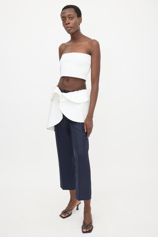 Jacquemus Wool Pinstripe Ruffled Trouser