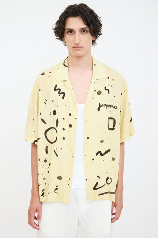 Jacquemus Yellow & Black La Chemise Jean Printed Shirt