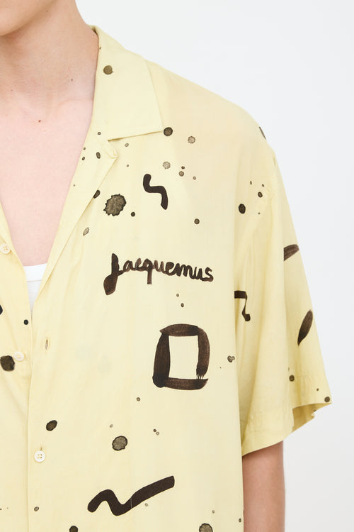 Jacquemus Yellow & Black La Chemise Jean Printed Shirt