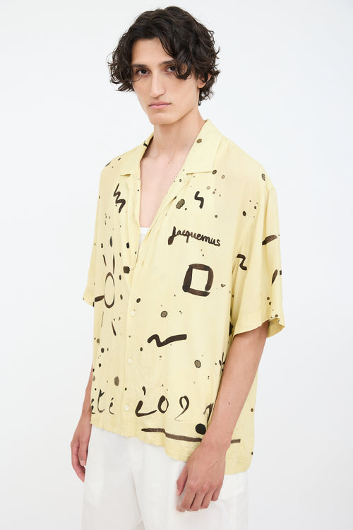 Jacquemus Yellow & Black La Chemise Jean Printed Shirt