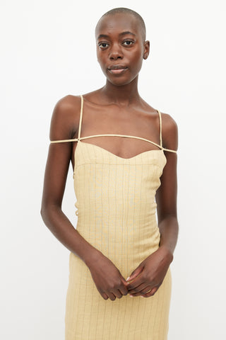 Jacquemus Yellow Camargue Striped Flared Dress