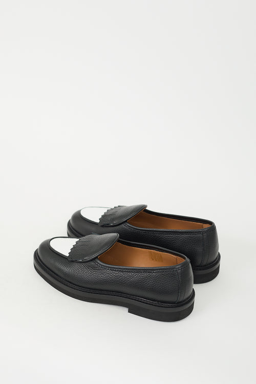 Jacques Solovière Black & White Leather Hady Loafer