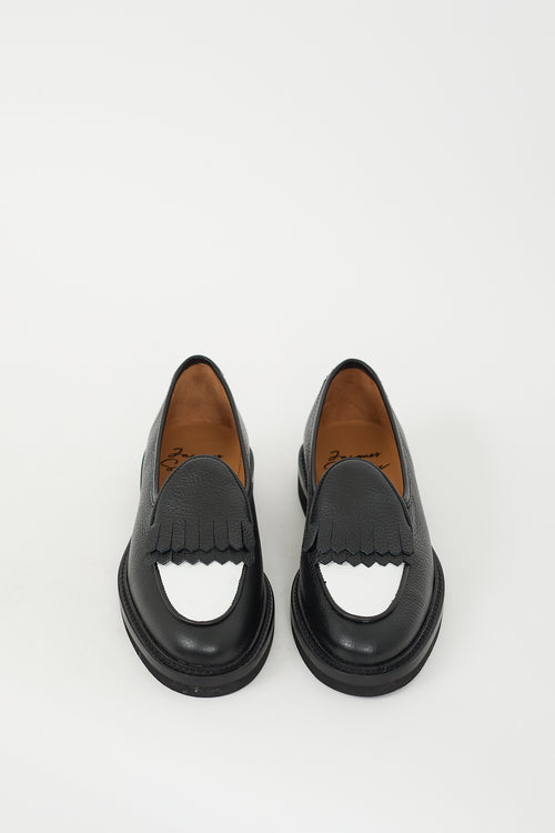 Jacques Solovière Black & White Leather Hady Loafer