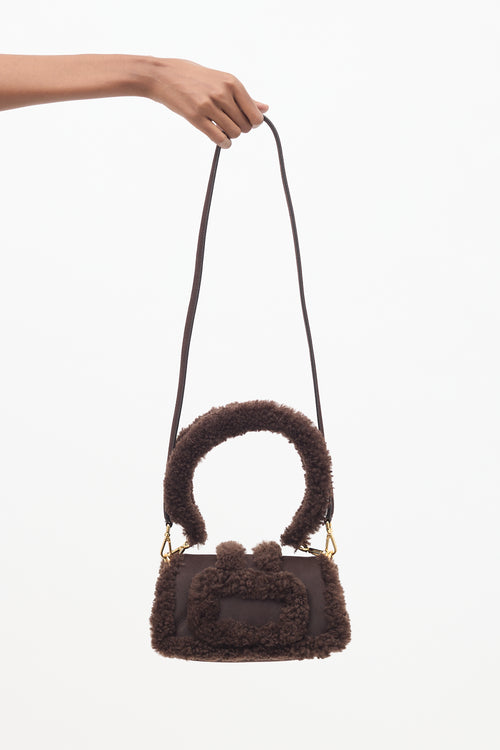 Jacquemus Dark Suede & Shearling Le Petit Bambinou Doux Bag