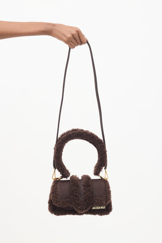 Jacquemus Dark Suede & Shearling Le Petit Bambinou Doux Bag