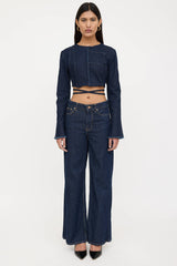 Jade Cropper Denim Cropped Tie Jacket