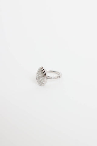 James Allen 14k White Gold Pear Diamond Bezel Ring