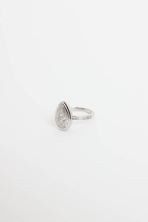 James Allen 14k White Gold Pear Diamond Bezel Ring